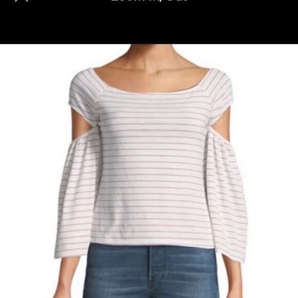 FREE GENERATION WHITE TOP WITH RED STRIPES - Picture 1 of 3